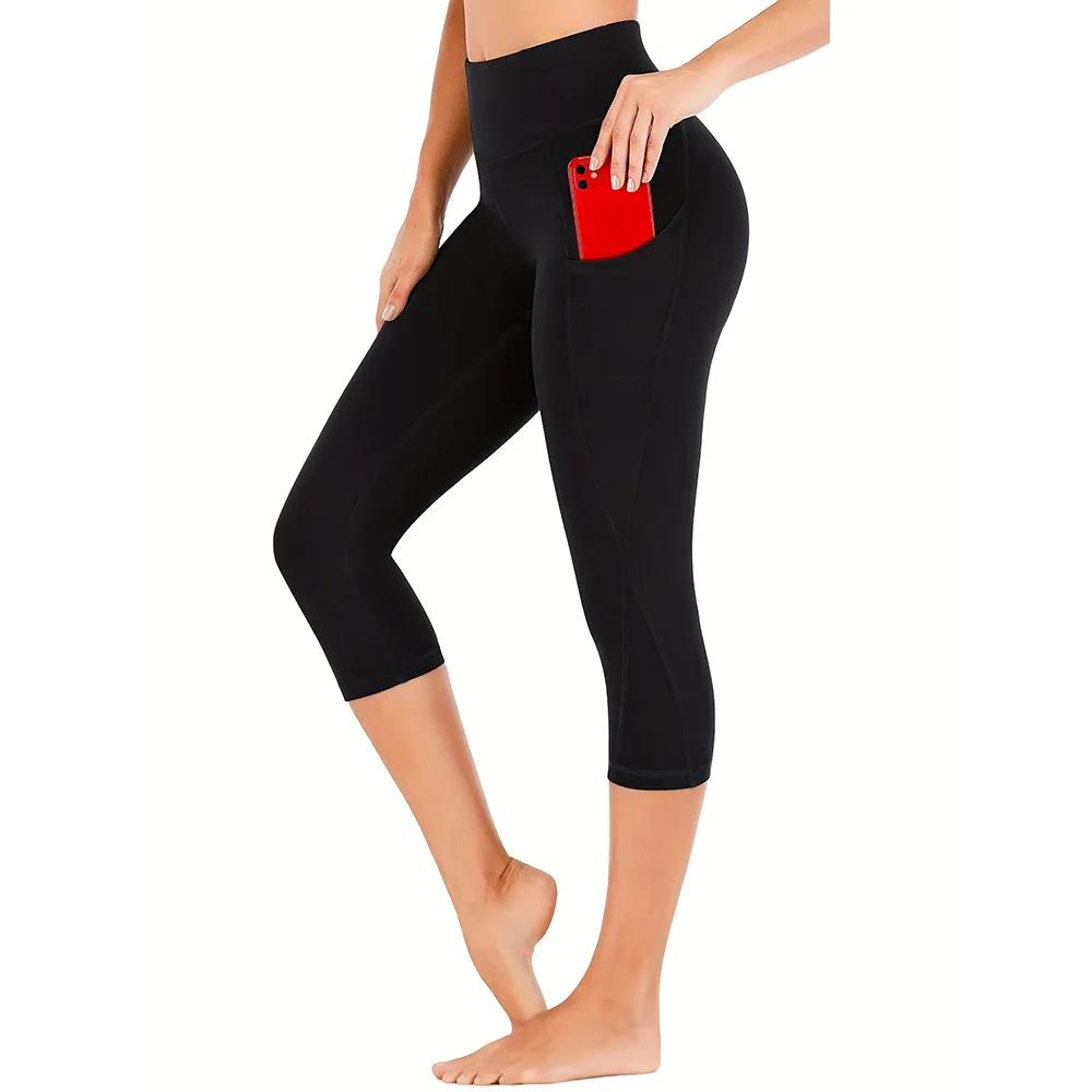 Leggings Capri pour femmes Leggings Capri taille haute avec poches pour femmes Pantalons de yoga Pan