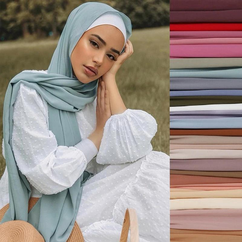 Femmes musulmanes en mousseline de soie Hijab châles écharpe Modal coton Jersey Hijabs plaine douce