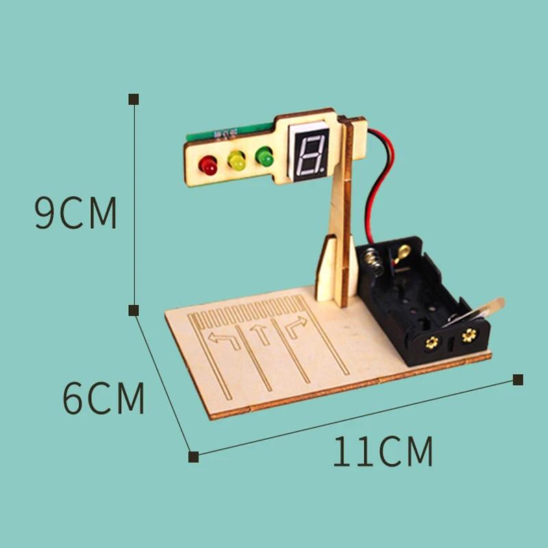 Modèle de feux de circulation en bois pour enfants, jouet scientifique, technologie amusante, Kit d'
