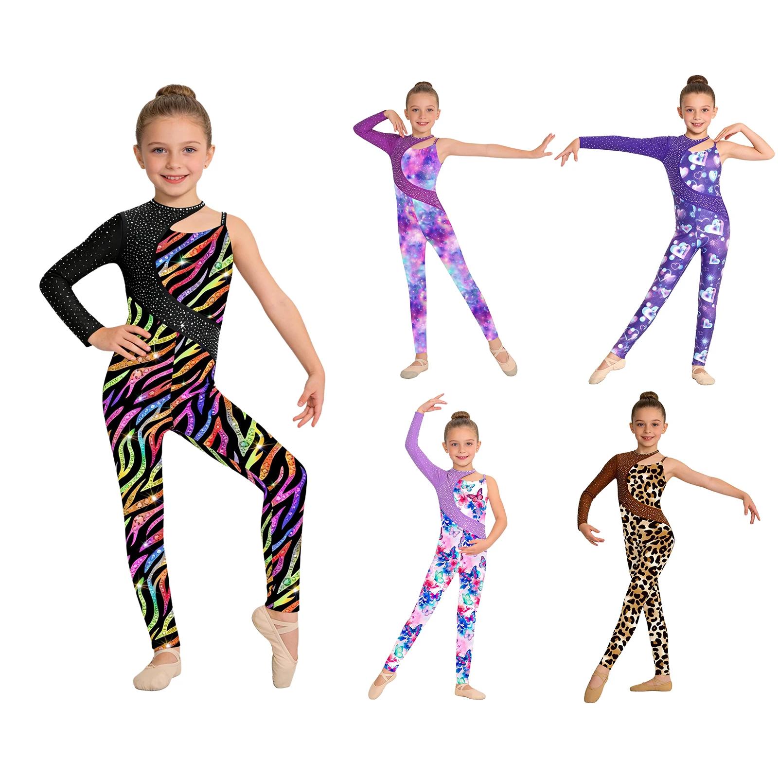 Justaucorps de gymnastique pour filles avec strass brillants, combinaison de performance pour patina