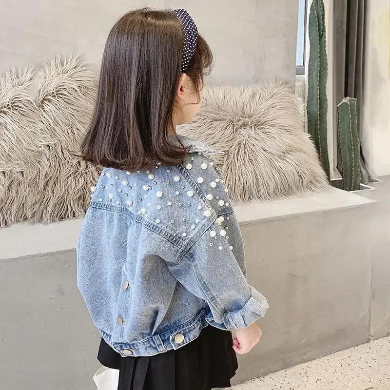 Nouveau printemps automne perle embellissement adolescentes Denim manteau enfants mode coupe-vent en