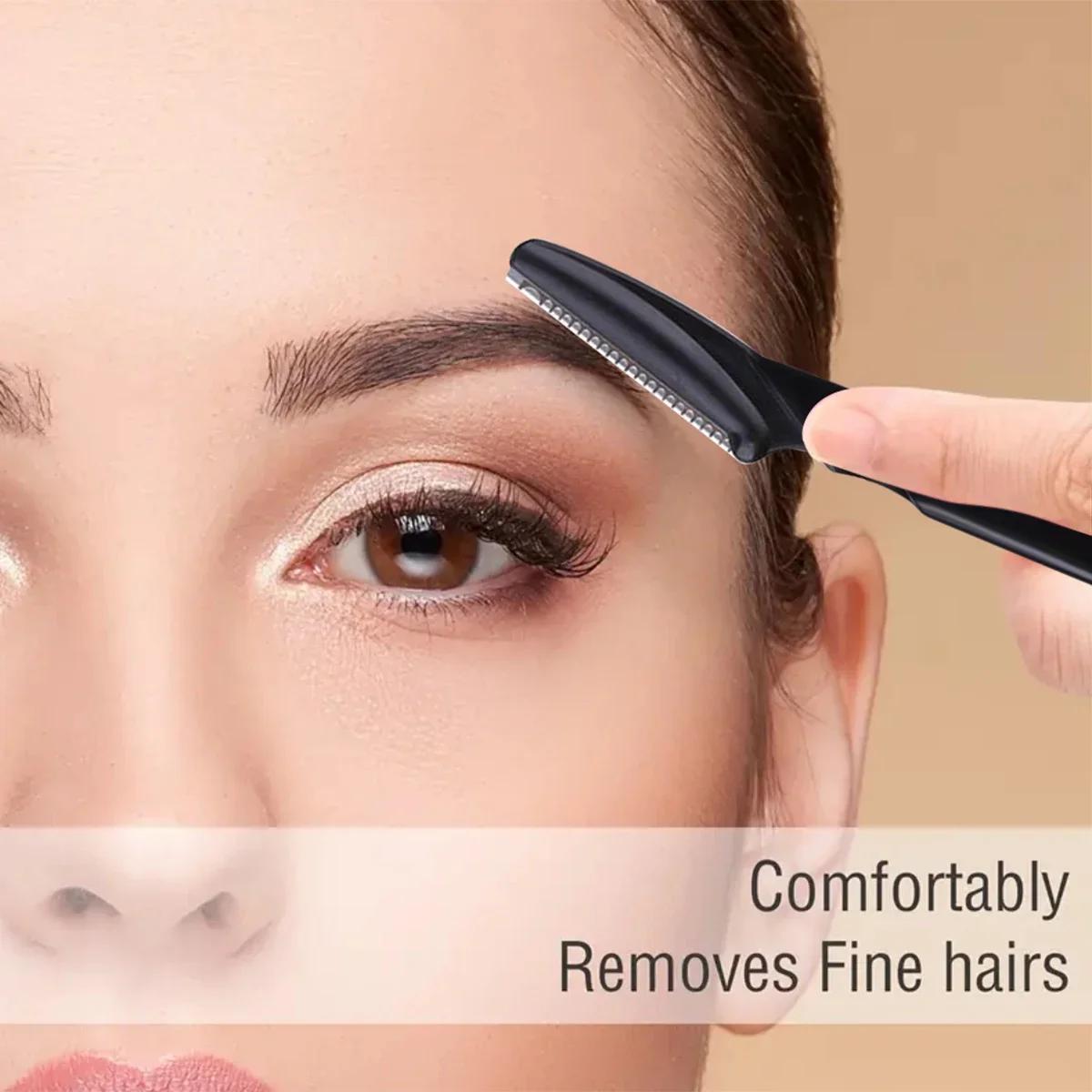 30 pièces/bouteille rasoirs à sourcils avec conteneur tondeuse à sourcils pour le visage dans étui é