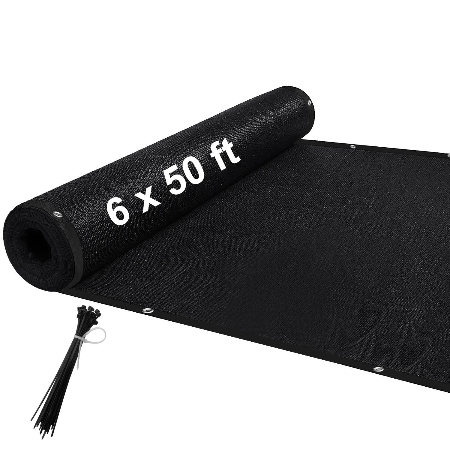Clôture d'Intimité de 6 Pieds x 50 Pieds, Écran 90%, Ombre de Cigarage Temporaire pour Mur, Gazébo,