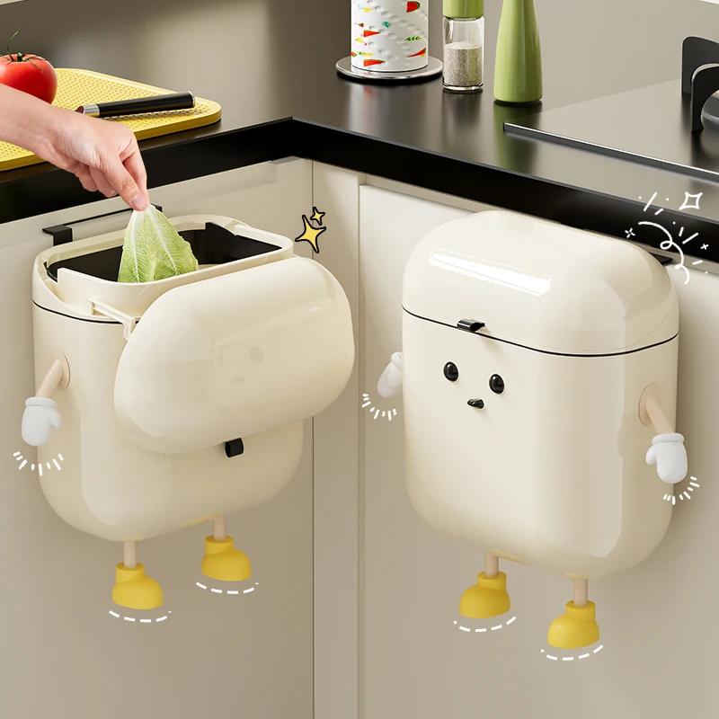 Poubelle de cuisine murale de couleur crème, 9l/12l, avec couvercle, pour déchets alimentaires et sa