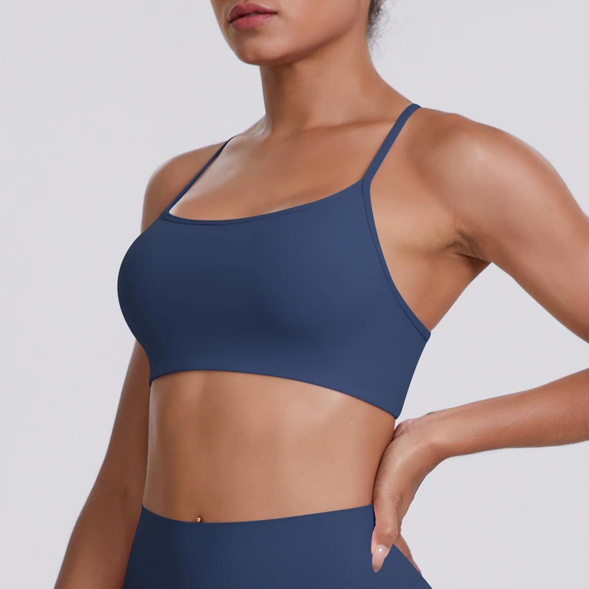 Soutien-gorge de Yoga femmes Fitness haut court antichoc sport soutiens-gorge couleur unie en Nylon