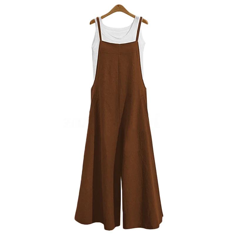 Combinaison à bretelles pour femmes, couleur unie, pantalon à jambes larges, salopette à bretelles,
