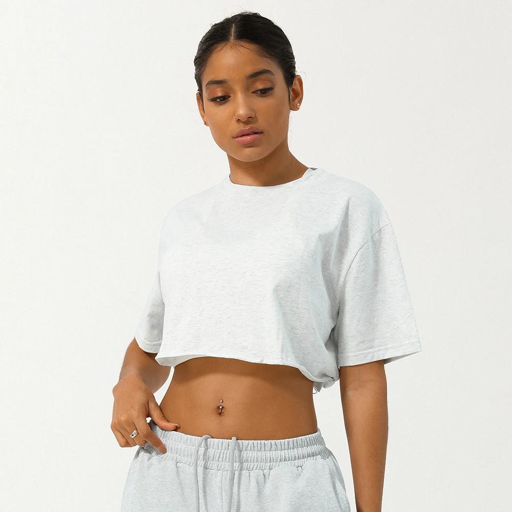 Haut court de Fitness pour femmes, chemise de course douce à manches courtes, vêtements de Yoga, T-S