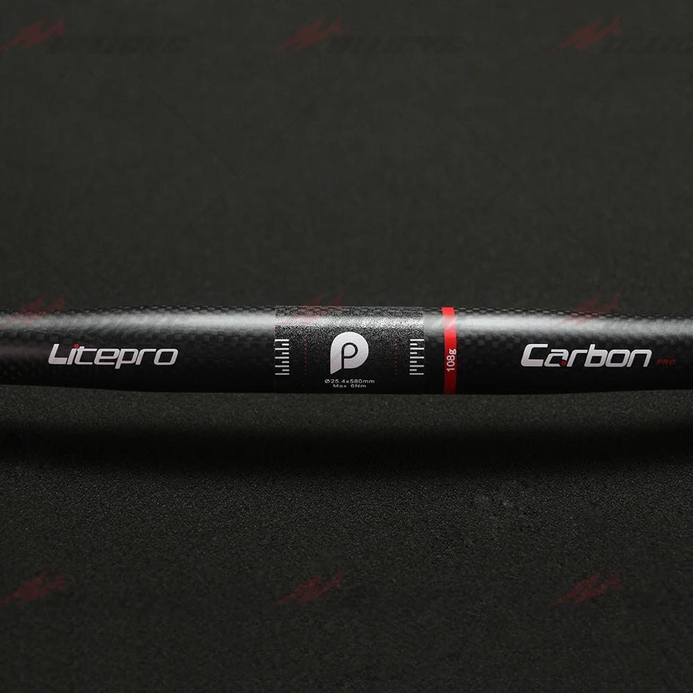 Litepro pliant/BMX 25.4mm 580mm guidon en carbone vtt guidon plat ou montée en Fiber de carbone ultr