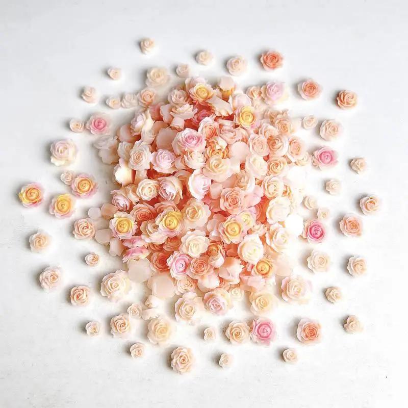 Double couleur Rose pivoine Nail Art décoration 3D lumineux petits boutons de fleurs fraîches breloq