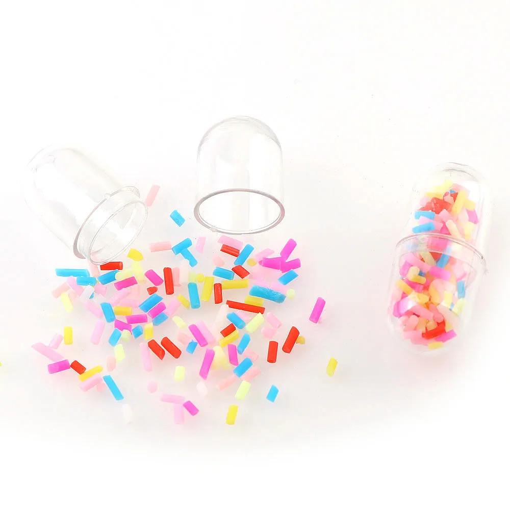 Mini capsule de pilule colorée en argile polymère en bouteille, artisanat de bricolage, décoration d