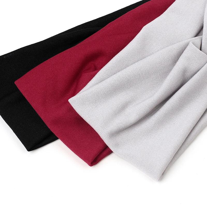 Femmes croix couleur unie bandes de cheveux filles mode imprimé léopard élastique tricoté bandeaux V