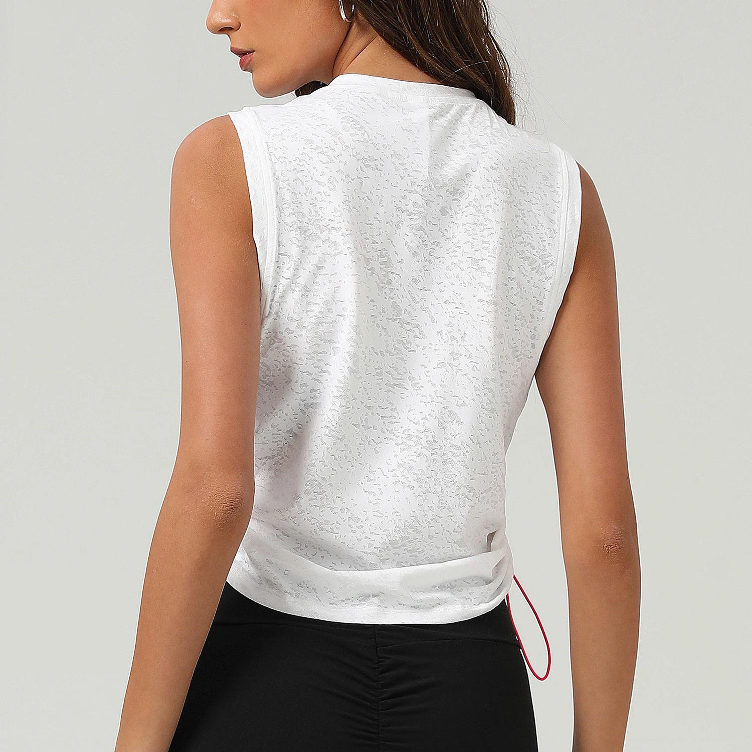 Chemise de Yoga sans manches pour femmes, couleur unie, ample, haut de course, respirant, séchage ra