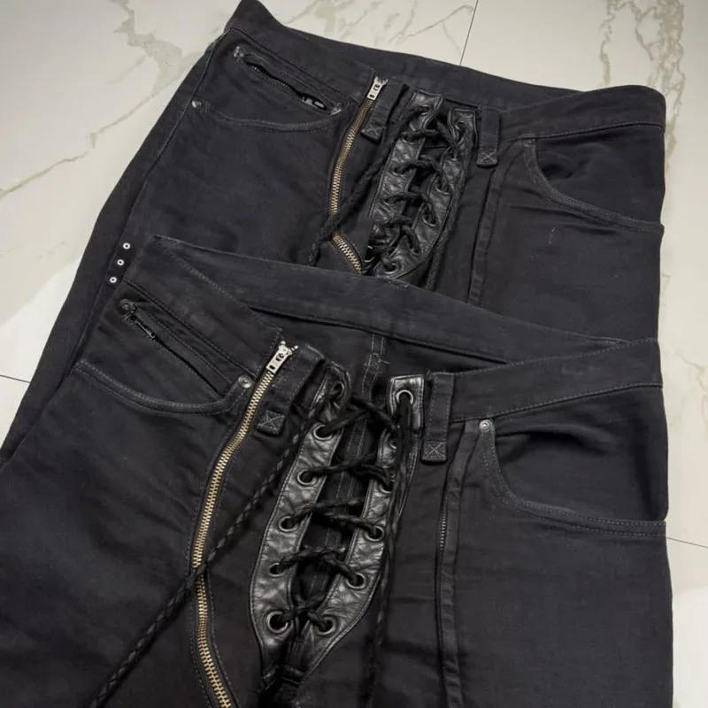 HKSH Nouvelle Collection Printemps-Automne Jean Homme Style Darkwear avec Cordon de Serrage, Sangle