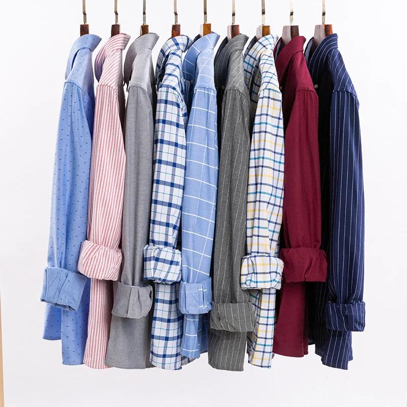 Nouveau 100% pur coton chemise pour hommes à manches longues classique polyvalent doux respirant déc