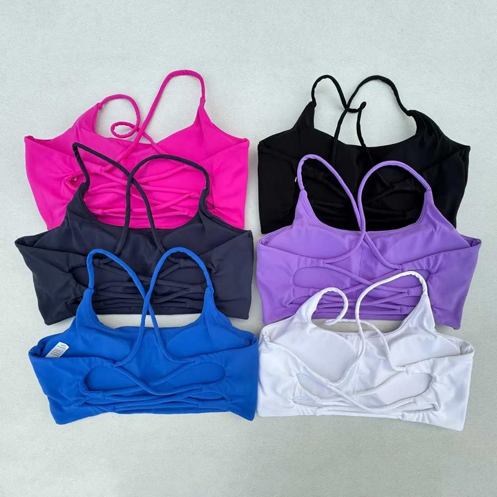 Soutien-gorge sport femme Yoga Fitness respirant bandoulière croix fine soutien plein air
