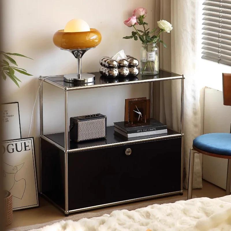 Armoire de cuisine noir et blanc, Module en acier inoxydable 304, armoire de rangement, casier, comm