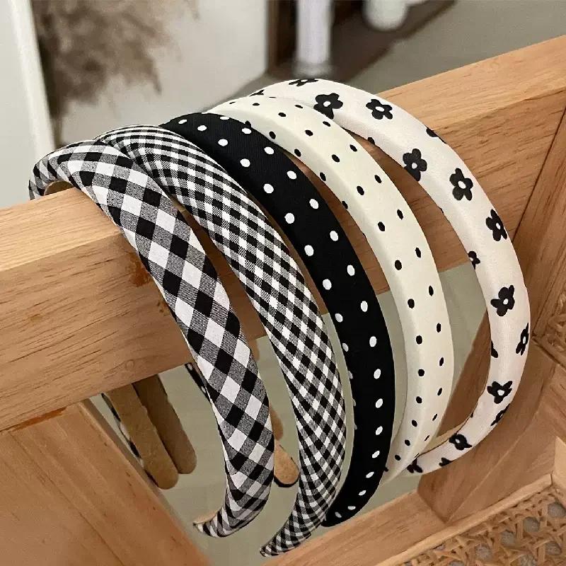 Bandes de cheveux à pois pour femmes, imprimé Floral, cerceau pour filles douces, accessoires pour c