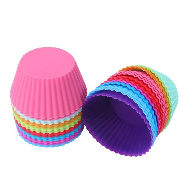 Moule à gâteau rond en Silicone en forme de cœur, 12 pièces/lot, moules de cuisson pour muffins, cup