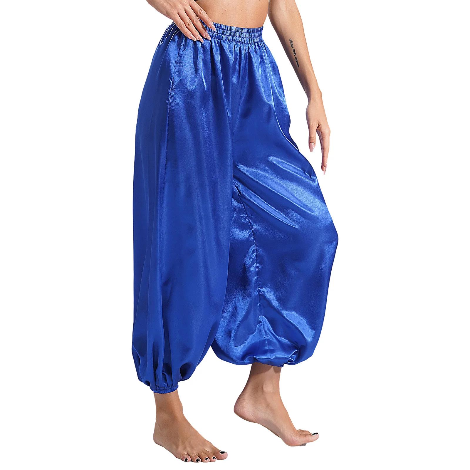 Pantalon ample en satin pour femmes, idéal pour la danse du ventre, la danse indienne, les fêtes à t