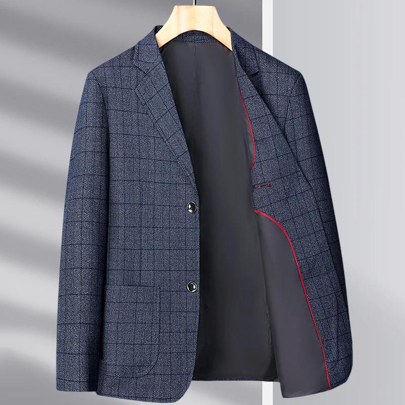 Pour l'automne et l'hiver 2025, vestes de costume en laine décontractées pour hommes d'âge moyen et