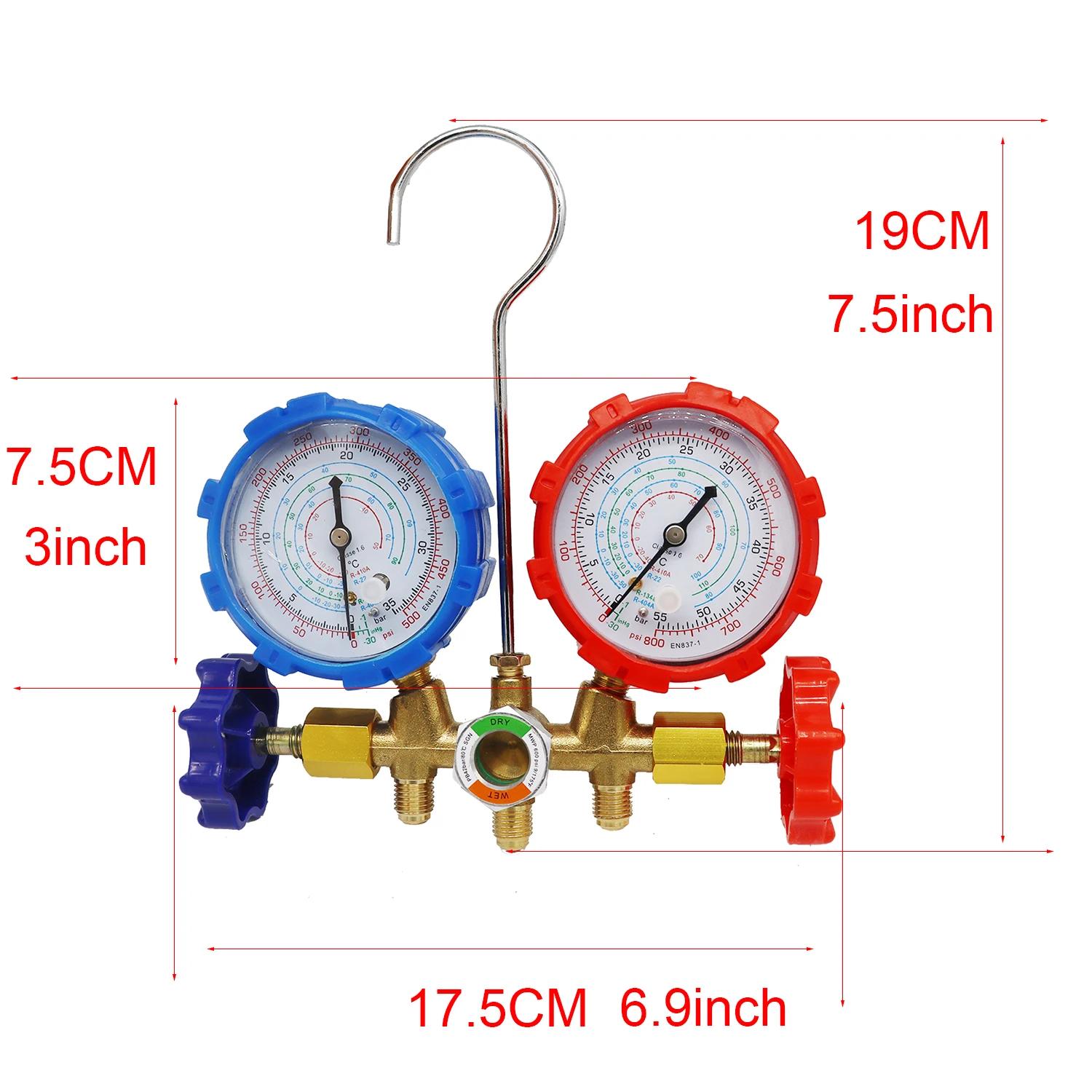 Ensemble de jauges de collecteur de réfrigérant, outil de Diagnostic de climatisation, tuyau à croch