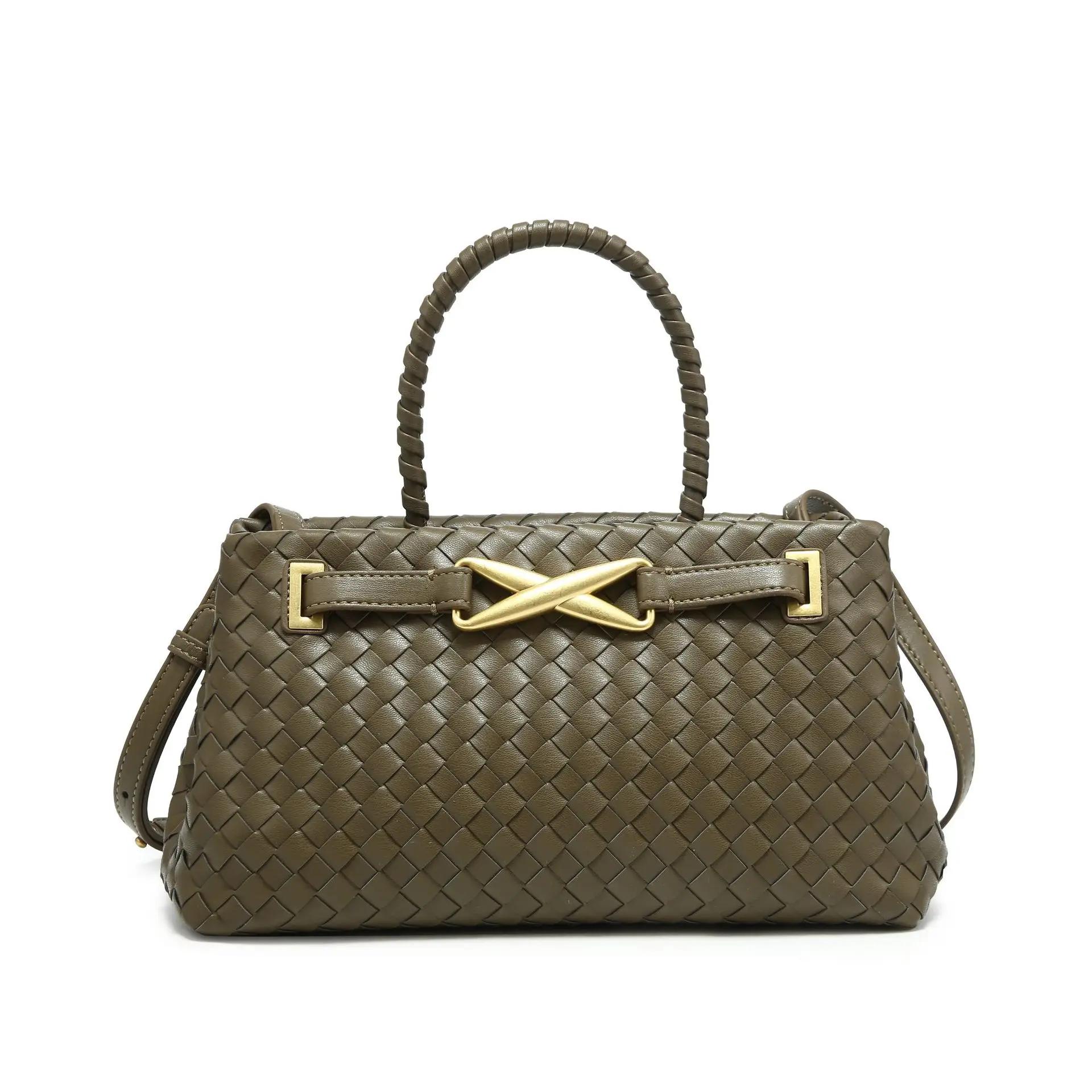 Nouveauté tissage Style femmes sac à main de luxe en cuir PU fourre-tout décontracté spacieux sac de