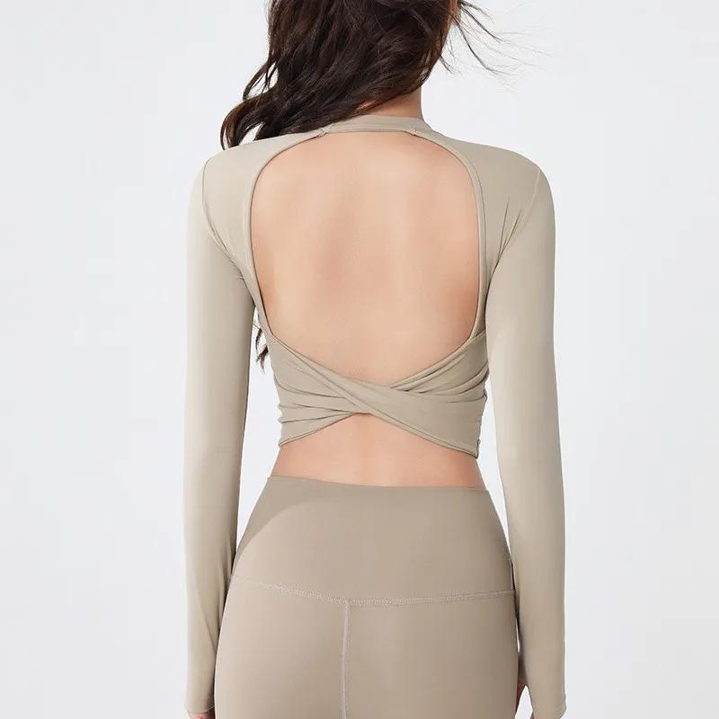 Chemise de Yoga pour femmes, haut de sport dos nu, Sexy, à la mode, vêtements d'entraînement, course