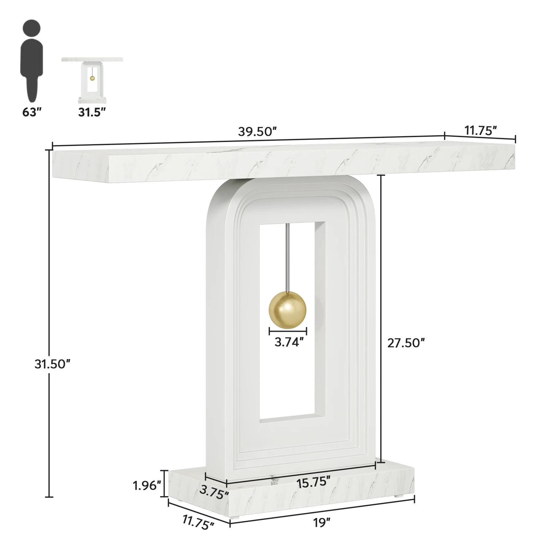 Tribesigns-Table Console Moderne, Table d'Entrée Canapé Étroit, Base en Forme de Pendule, Table d'Ac