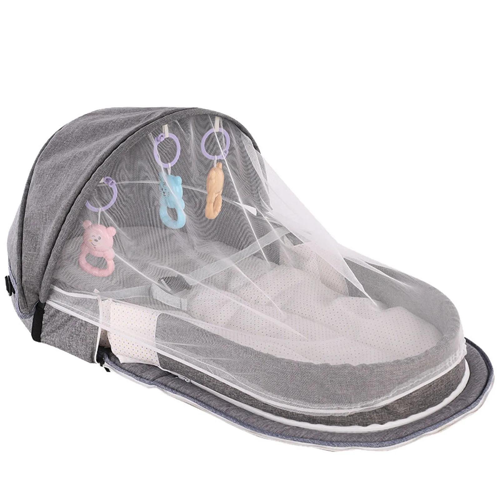Lit Pliable et Portable pour Bébé, Couffin avec Filet et et Auvent, Nid pour le Camping