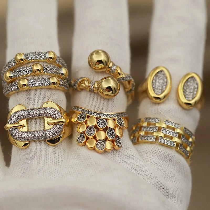 Nouveaux accessoires de vue zircone perles métalliques anneaux ouverts pour les femmes de luxe crist