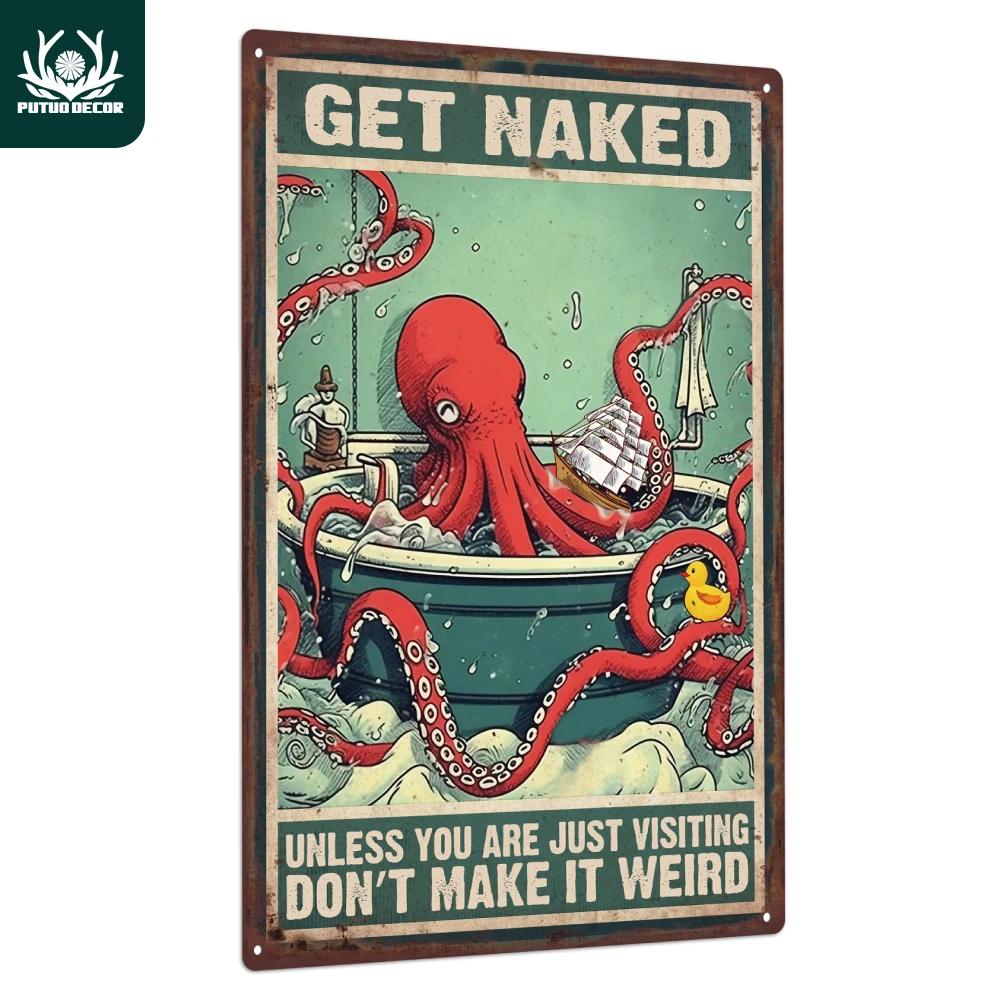 Putuo Decor-Plaque D.lique Rétro, 1 Pièce, Octopus 18/Signs, Affiche Vintage en Fer, Décoration Mura