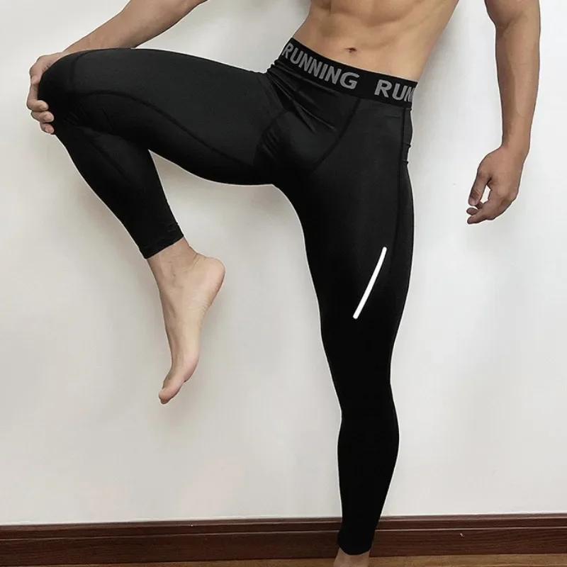 Pantalons de Compression serrés pour hommes, vêtements de Sport à séchage rapide, collants de course