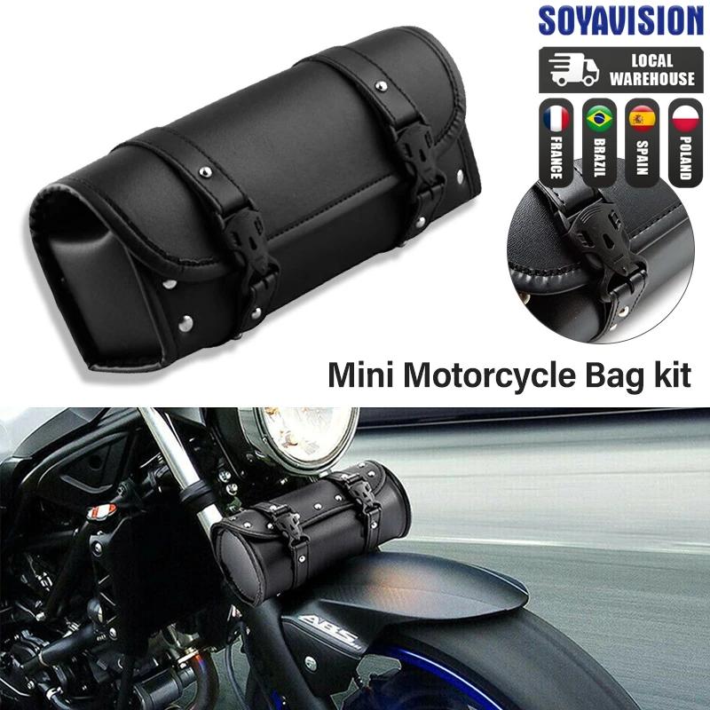 Sacoches de moto en cuir PU, sac à outils pour fourche avant et queue, bagages pour Harley Chopper B