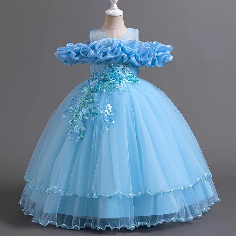 Robes de demoiselle d'honneur en tulle pour filles, robes de princesse, nœud de fille, costume de No