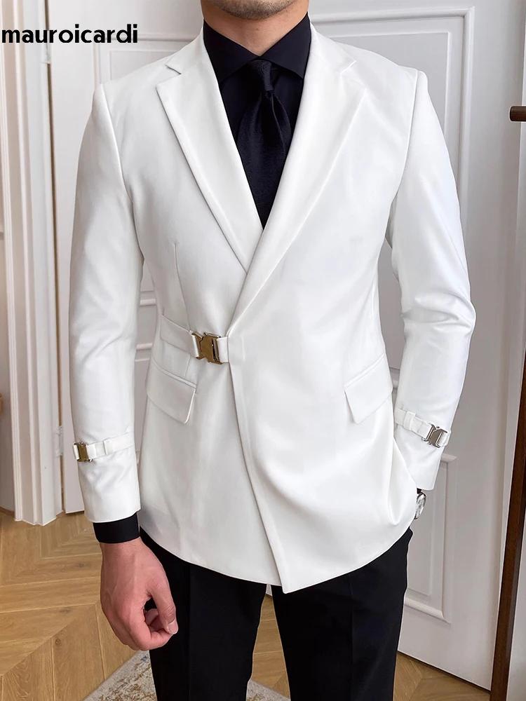 Mauroicardi-Blazer Slim Fit pour Femme, Noir, Blanc, Élégant, Chic, Intelligent, Décontracté, Mariag