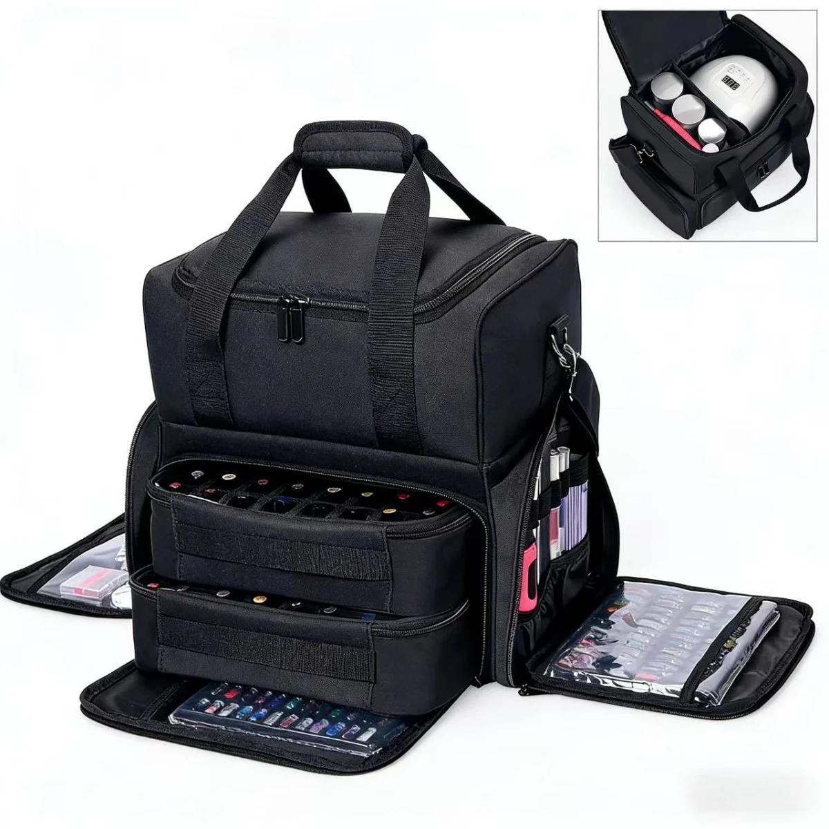 Sac de rangement pour vernis à ongles en tissu Oxford, grande capacité, multi-compartiments, sac à m