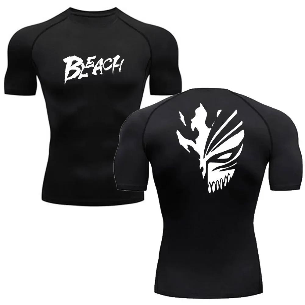 Anime chemise de Compression de blanchiment hommes Fitness Gym Sport course T-Shirt Rashgard hauts T