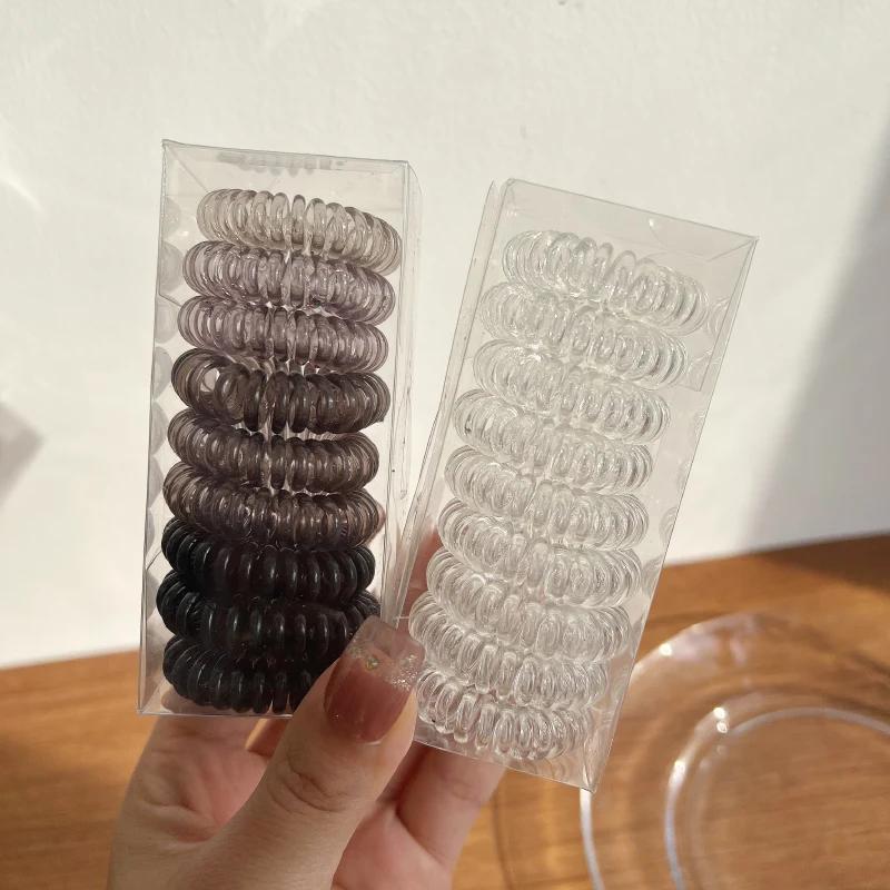 Bandes de cheveux élastiques en fil de téléphone, bandes de caoutchouc transparentes, attaches en sp
