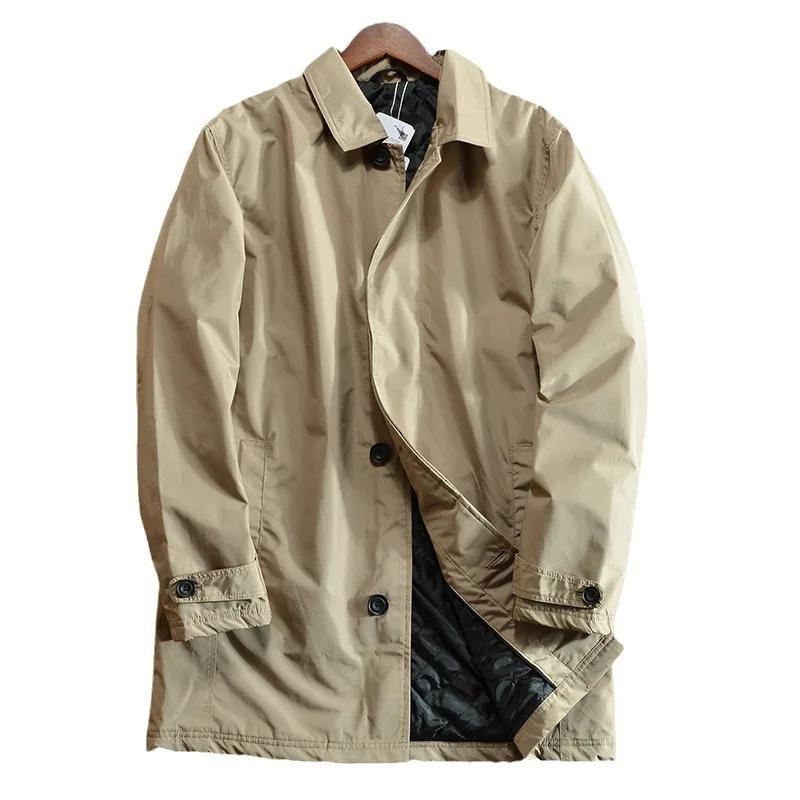 Veste coupe-vent pour homme printemps-automne, col rabattu vintage, simple boutonnage, trench-coat m