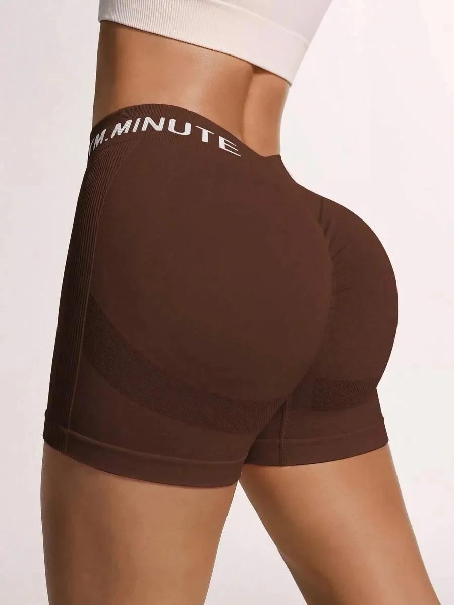 Shorts de sport et de yoga pour femmes, avec lettres latérales en forme de V, ultra respirants, doux
