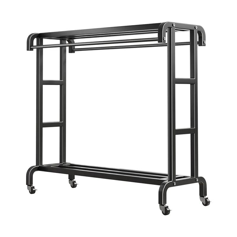 Manteau mobile T1 avec roues universelles, double pont multifonctionnel, cintre simple, armoire de c