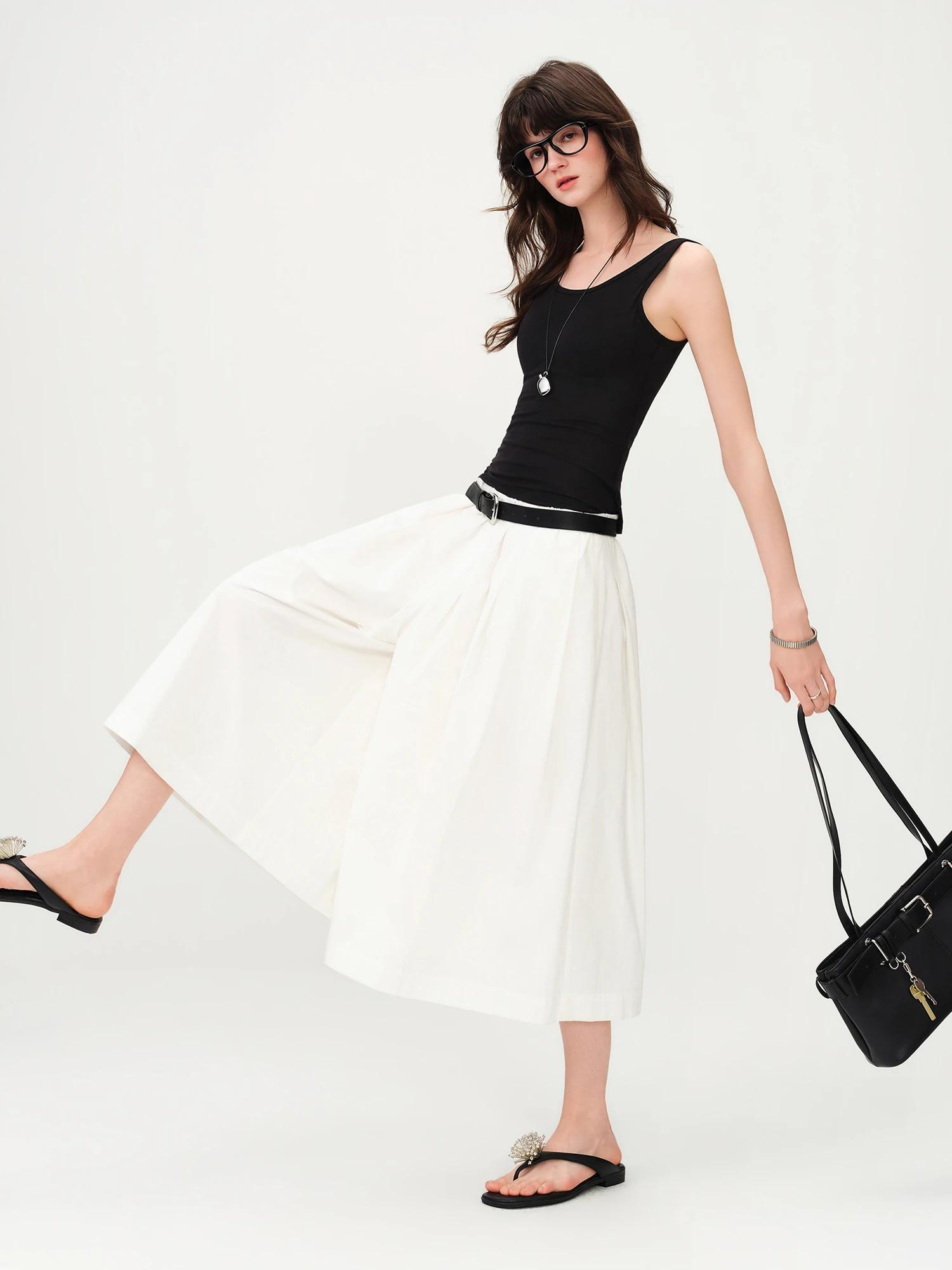 Pantalon décontracté en coton confortable FSLE, coupe large pour femme, nouvelle collection été 2026