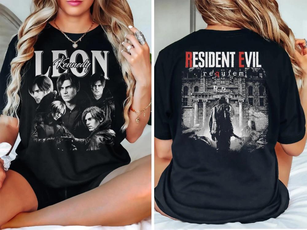 T-shirt Leon S. Kennedy Resident Evil 9 Requiem Biohazard Tee Grace Emily Gideon à manches courtes p