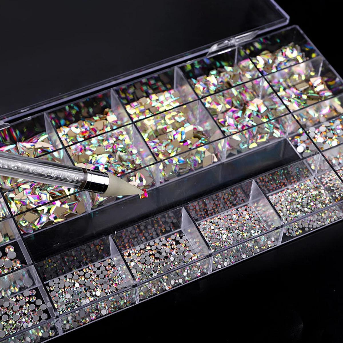 21 grille nail art diamant fond plat verre diamant multi-style diamant de forme spéciale brillant on