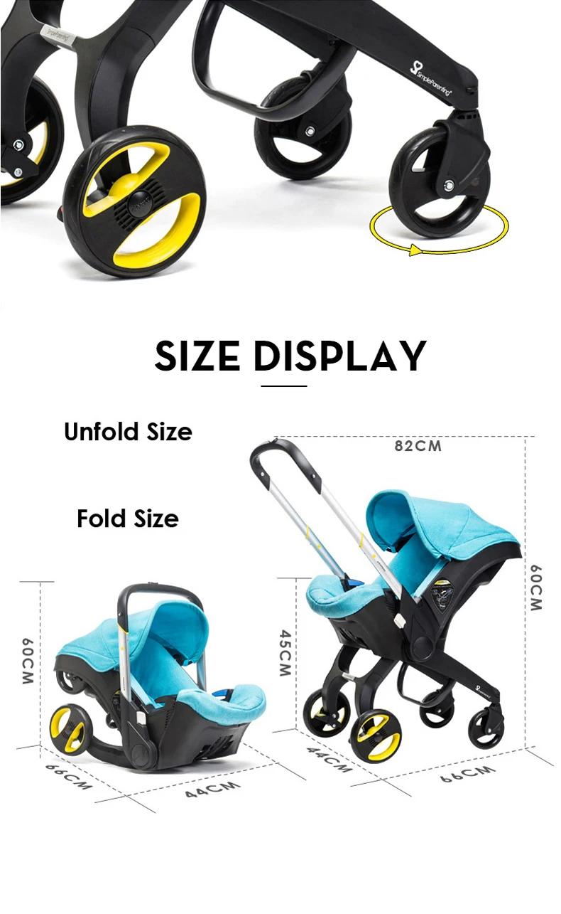 Poussette 4 en 1 pour bébé, poussette multifonctionnelle pliable avec siège auto, landau pour bébé,
