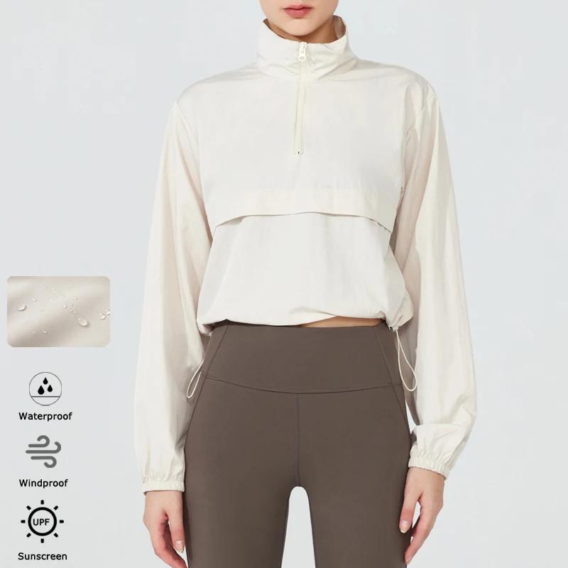 VITALINOVO Veste de sport légère pour femme avec fermeture éclair au quart pour golf, randonnée, cou