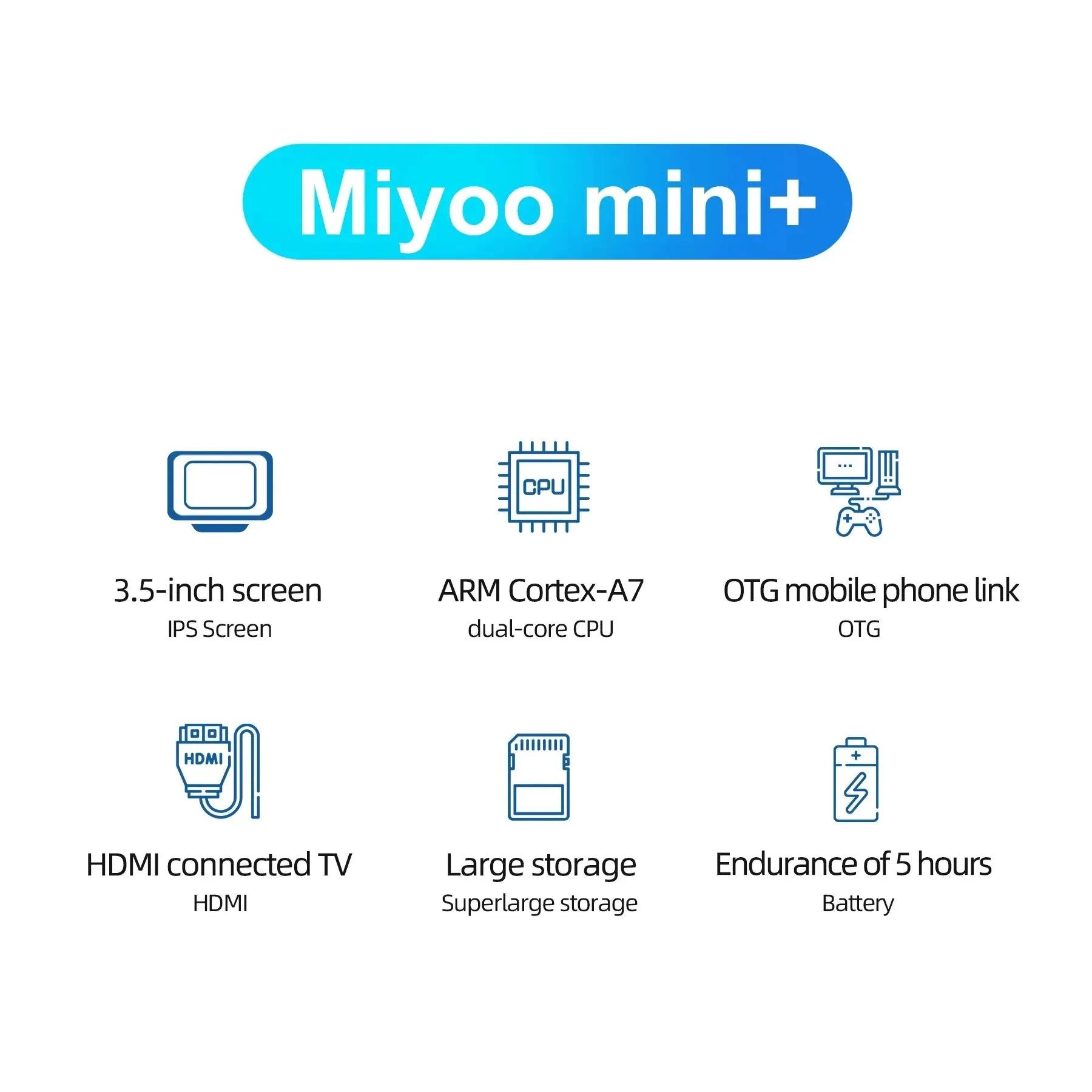 MIYOO-Console de jeu Mini Plus, écran IPS 3.5 pouces, console de jeu rétro, lecteur vidéo, 3000mAh,