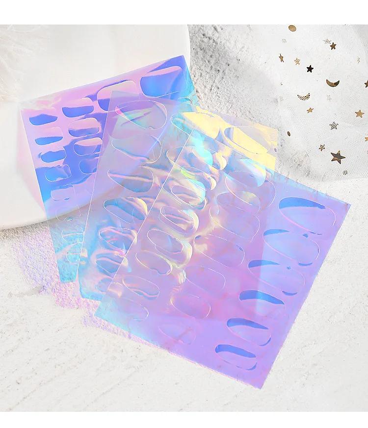 Autocollants en feuille de verre Aurora pour ongles, papier de verre cassé, décalcomanies de film ir
