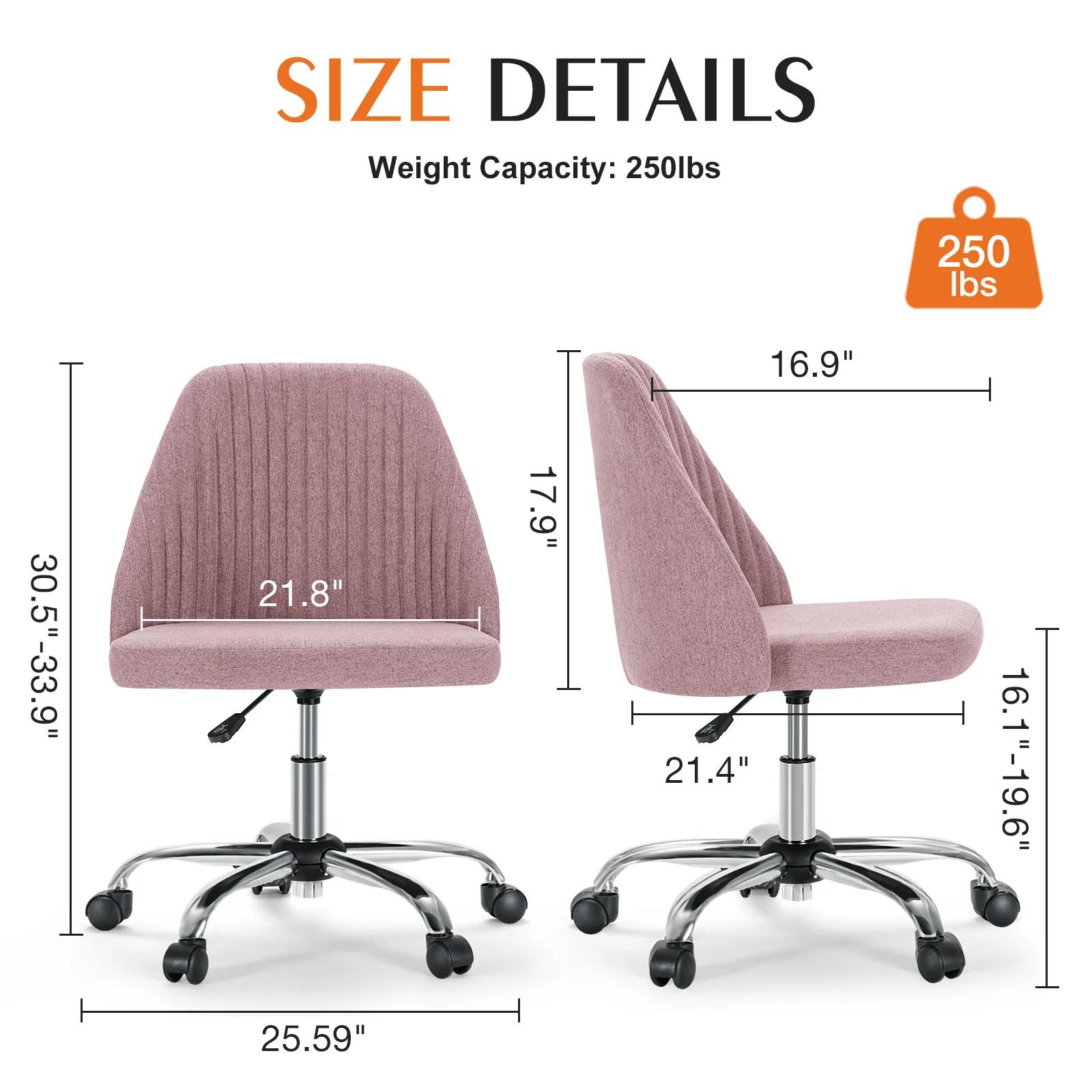 JIan-Petite chaise de bureau sans accoudoirs avec dossier, chaise de vanité à roulettes, tissu moder