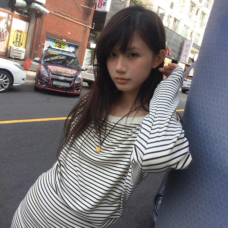 Karrram japonais Y2k à manches longues rayé T-shirt 2000s paresseux Style tricoté hauts Vintage Hara